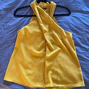 Ann Taylor Factory yellow cross halter top